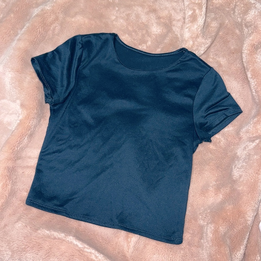 Crop top short sleeve shirt  teal size s